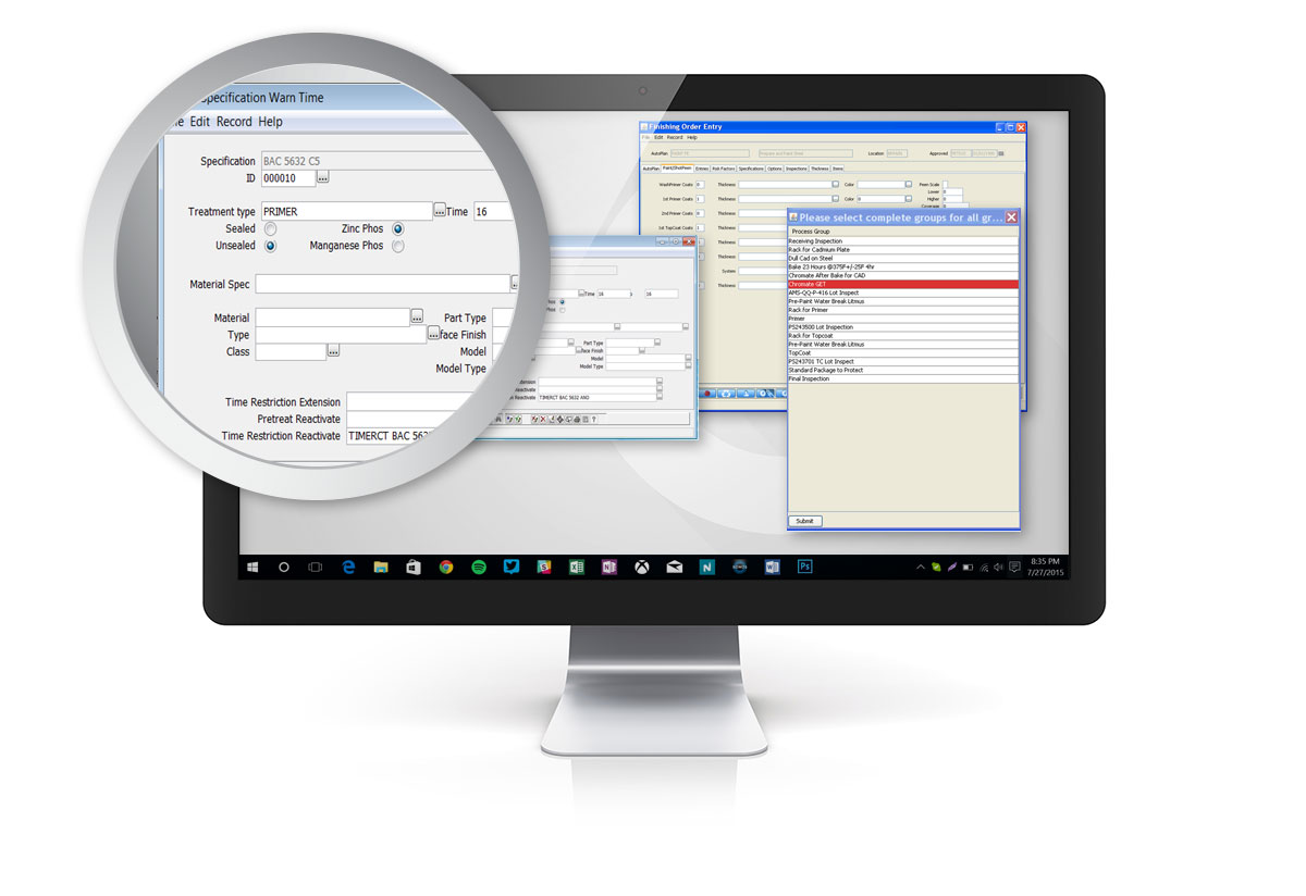 Simulated Workflo/CP screen Workflo/CP
